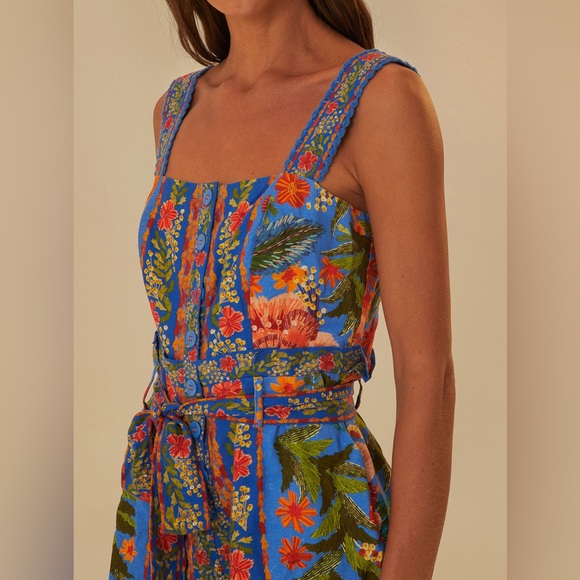 FARM Rio Stitched Garden Blue Romper - Picture 3 of 6